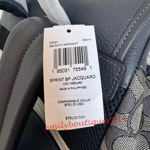 Coach CE523 Men's Spring Backpack In Signature Jacquard Navy Midnight Blue Bag - Picture 13 of 13